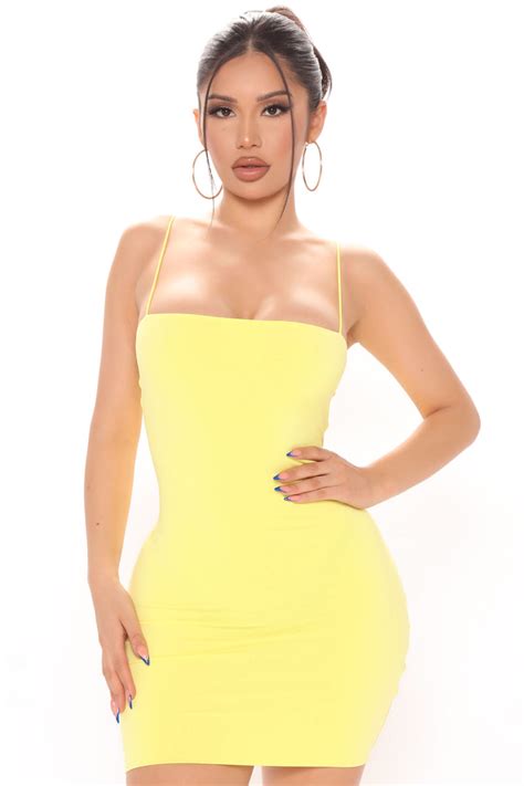 Danielle Double Lined Mini Dress Yellow Fashion Nova Dresses