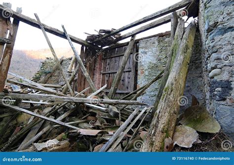 Rubble And The Ruins Of The House Destroyed By Powerful Earthqu Stock