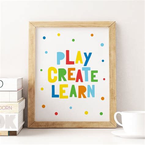 Play Create Learn Printable Art Kids Playroom Decor Kids Quote Print