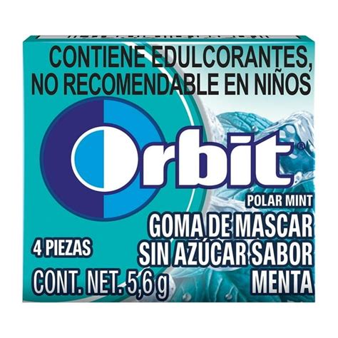 Goma De Mascar Orbit Polar Mint Sabor Menta Sin Azúcar 1 Paquete Con 4