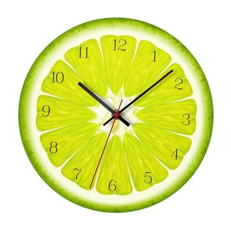 Horloge Murale Sans Tic Tac Moderne Silencieuse Grand Cadran Citron