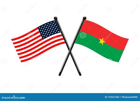 National Flags Of Burkina Faso And Usa Crossed Stock Vector