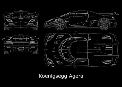 Koenigsegg Agera Blueprint Poster Picture Metal Print Paint By The