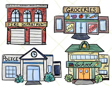 Town Buildings Clip Art Commercial Use Town Clip Art Etsy Canada