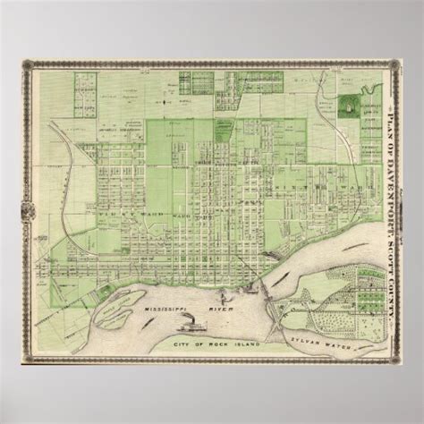 Vintage Map of Davenport Iowa (1875) Poster | Zazzle.com