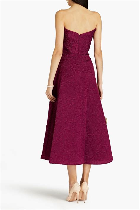 Theia Strapless Cloqué Jacquard Midi Dress The Outnet