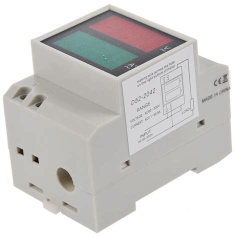 Din Rail Ac V V Digital Voltmeter Ammeter Red Volt Green