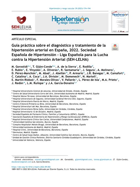 Pdf Guía Práctica Sobre El Diagnóstico Y Tratamiento De La Hipertensión Arterial En España