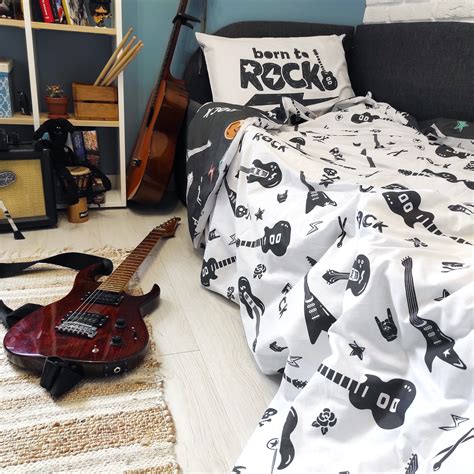 Rock N Roll Bedding Set For Kids Teens Boy Rocker Bed Linen Etsy