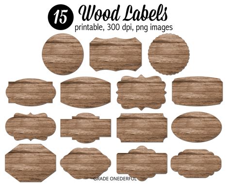 Rustic Wood Labels Digital Brown Wooden Labels Printable Etsy