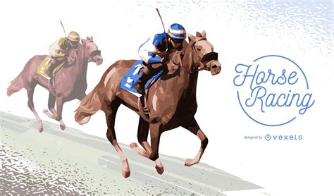 Two Jockeys Horse Racing Illustration Vector Download