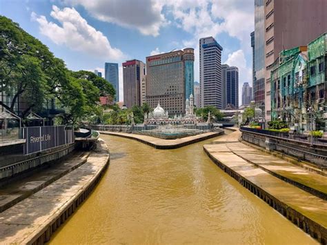 Jamek Moschee Vor Der Skyline Am Fluss Des Lebens Kuala Lumpur Malaysia