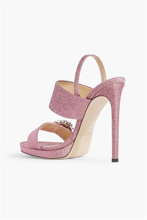 Jimmy Choo Saphie Glittered Woven Slingback Sandals The Outnet