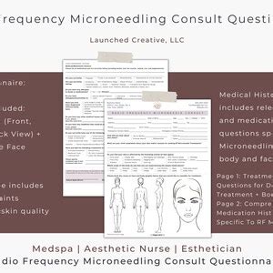 Radio Frequency Microneedling Consult Questionnaire RF Microneedle Body