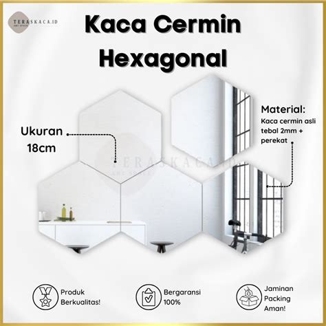 Jual Cermin Hexagonal Kaca Asli Ukuran Cm Shopee Indonesia