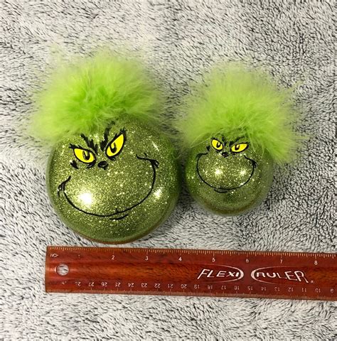 Grinch Glitter Bulb Ornaments Glass And Plastic Options Etsy