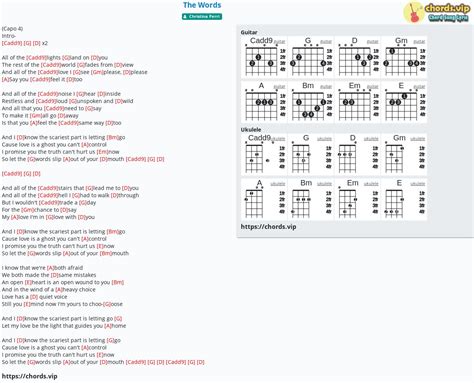 Chord: The Words - tab, song lyric, sheet, guitar, ukulele | chords.vip