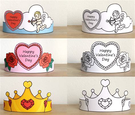 Valentine’s Day Paper Hats Crowns Printable Paper Coloring Craft Activity Made By Teachers