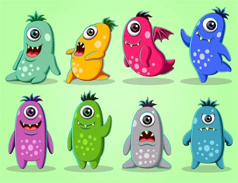 Premium Vector Set Of Cute Monsters Character Illustration