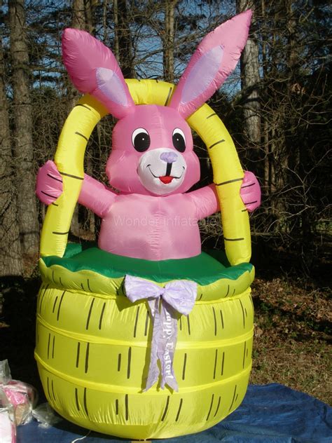 2017 New Arrival Blow Up 7ft Giant Inflatable Easter Bunny In Basket