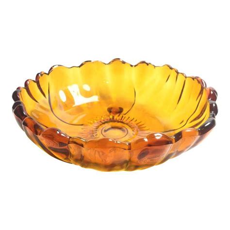 Colony Glass Co Mid Century Amber Floral Bowl Floral Bowls Glass Fruit Bowl Bowl