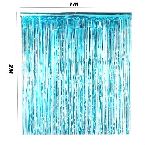 Cortina Enfeite Para Festa Metalizada 100CM Azul Claro Embaleme