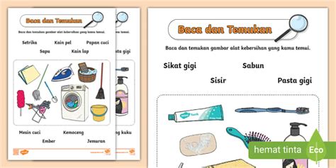 Worksheet Mencari Alat Kebersihan Diri Dan Lingkungan