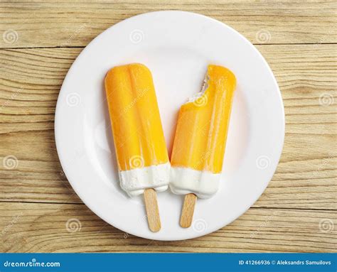 Two Orange Cream Popsicle Stock Photo Image Of Sugar 41266936