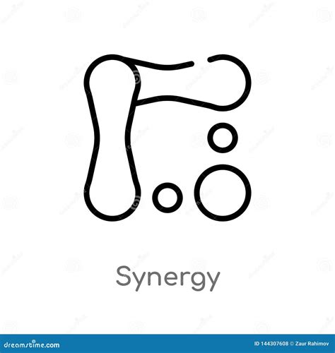 Outline Synergy Vector Icon Isolated Black Simple Line Element