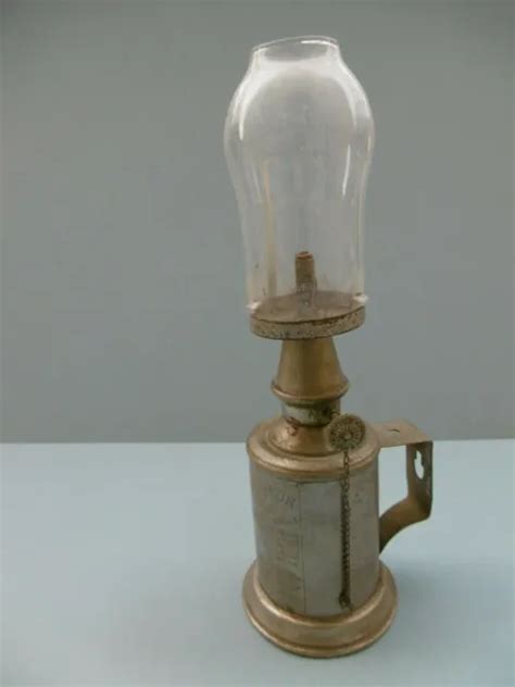 ANCIENNE LAMPE PIGEON STANDARD RARE VERRINE VERRE Oblongue Essence