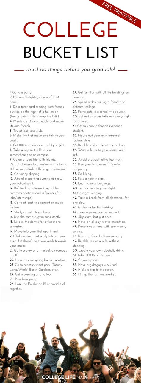 College Bucket List: 55 Must Do Things Before You Graduate