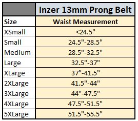 Inzer 13mm Prong Belt Sizing – Inner Strength Products