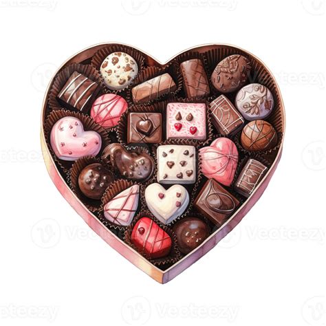 Ai Generated Heart Shaped Box Filled With Chocolates Ai Generated Image 37042534 Png