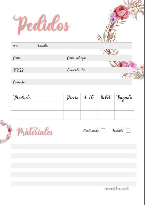 Agenda De Pedidos A Pdf Imprimible Etsy