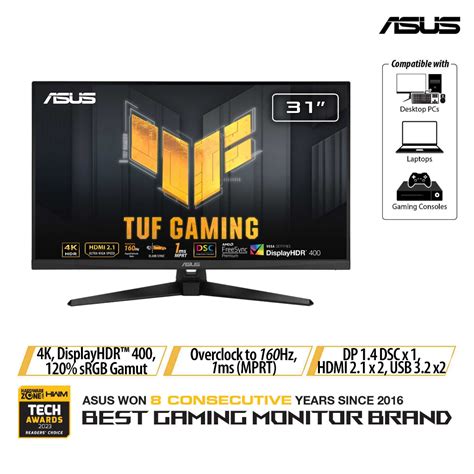 Asus Tuf Gaming Vg32uqa1a Gaming Monitor 32 4k 160hz Oc Elmb Sync Freesync Premium 1ms