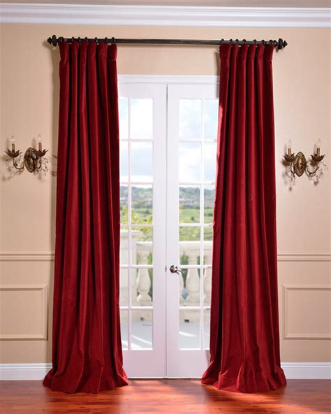 Claret Red Vintage Cotton Velvet Curtain - Victorian - Curtains - by ...