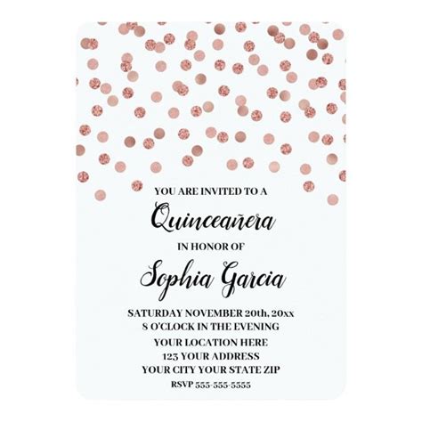 Rose Gold Glitter Confetti Photo Quincea Era Invitation Photo