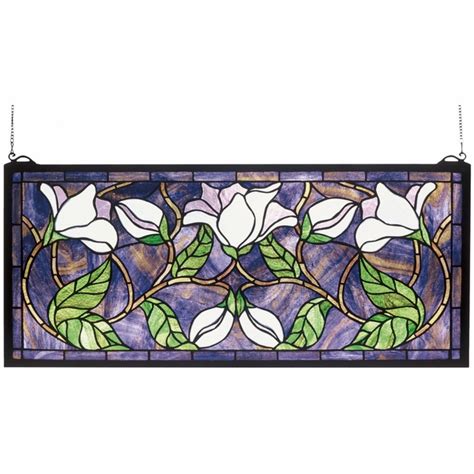 30705 Meyda Tiffany 25 W X 11 H Magnolia Stained Glass Window