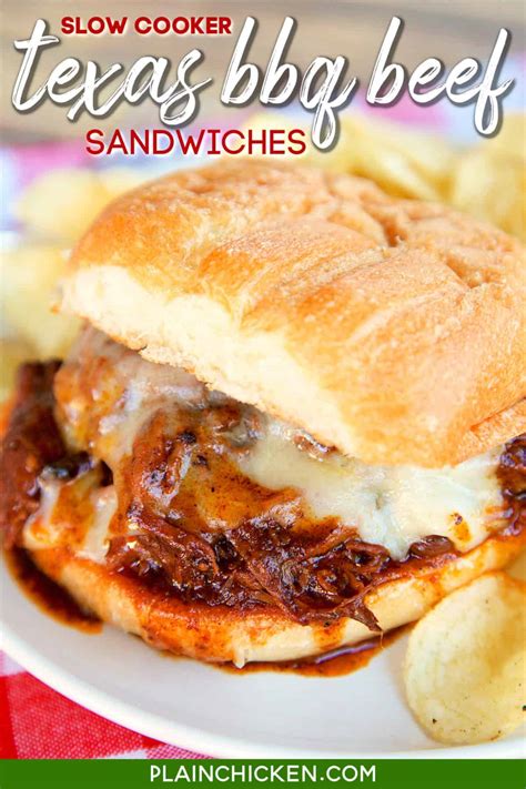 Slow Cooker Texas Bbq Beef Sandwiches Plain Chicken