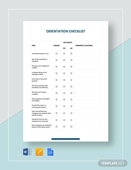 13+ Orientation Checklist Templates - PDF, Word, Pages, Google Docs ...