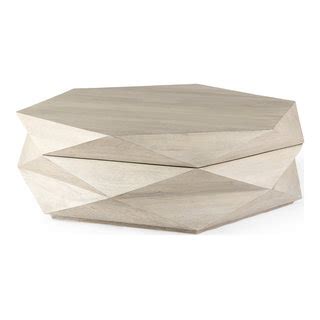 Arreto 48Lx48Wx15H Solid Wood Hexagonal Storage Coffee Table