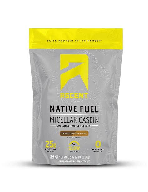 Ascent Native Fuel Micellar Casein Protein Powder Chocolate Peanut Butter 2 Lbs