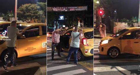 Pelea de taxistas en Medellín quedó grabada en video se golpearon con