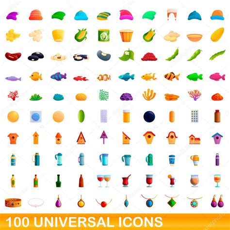 100 Iconos Universales Estilo De Dibujos Animados 2023