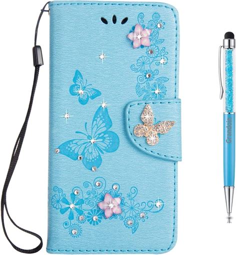 Grandoin Coque Galaxy S7 Edge ImpriméFleur et Papillon Etui en PU Cuir