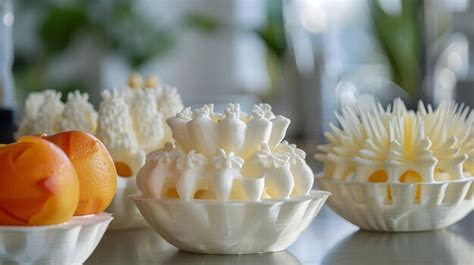 Premium Photo Stylish 3d Printed Fruit Arrangements And Serving Dishes