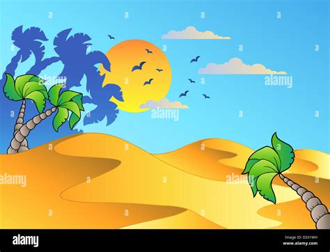 Paisaje Desértico De Dibujos Animados Ilustración En Color Fotografía De Stock Alamy