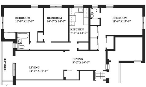 3 Bedroom Apartment Floor Plans - 25 Three Bedroom House/Apartment ...