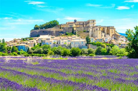 Lavender Fields at Village Gordes, a Small Medieval Town in Provence ...