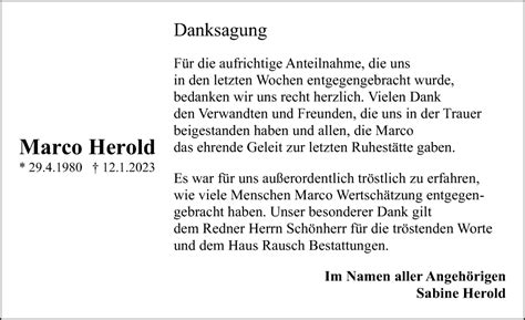 Traueranzeigen Von Marco Herold Trauer Anzeigen De